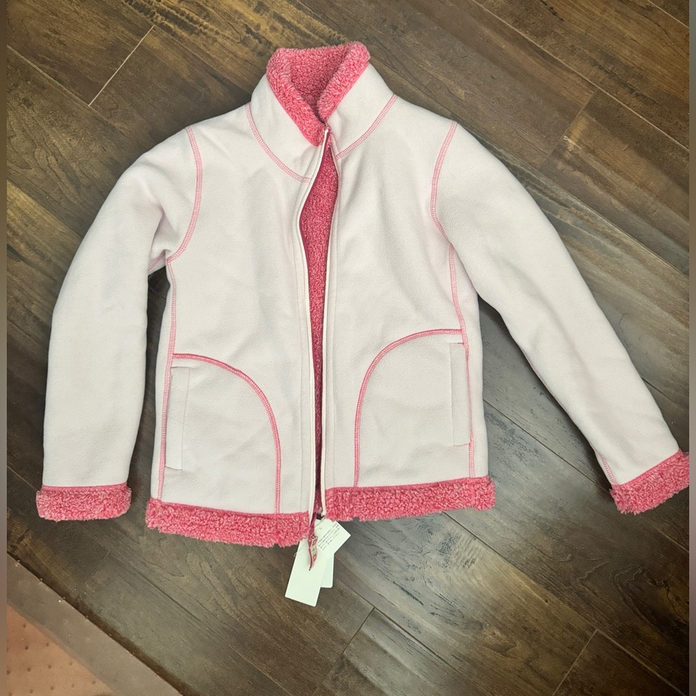Uniqlo kids pink fluffy fleece jacket